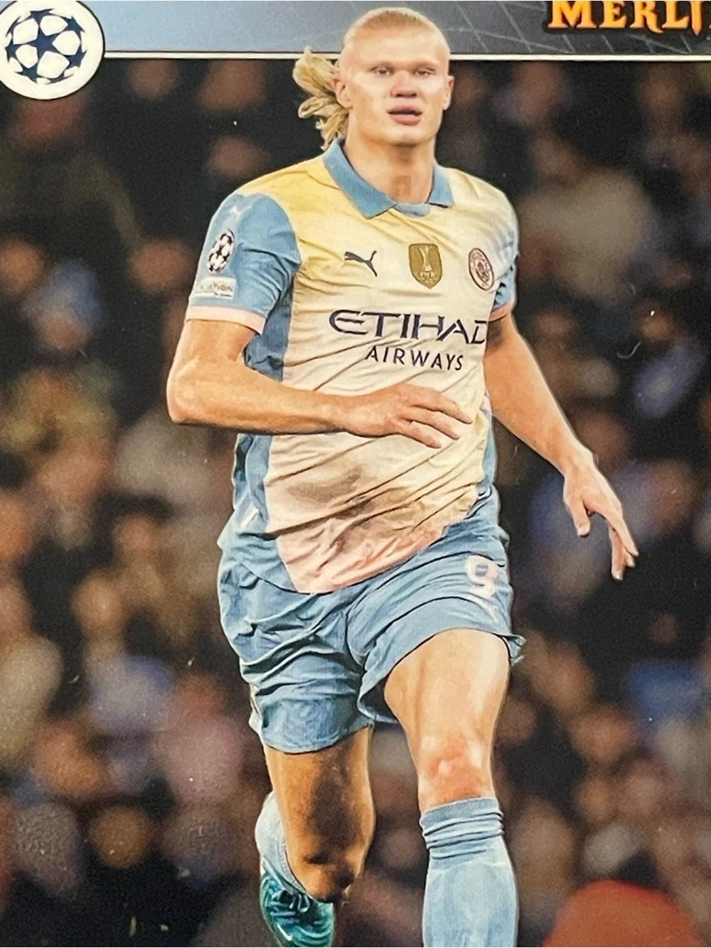 2023-24 Merlin UEFA Club Competitions #73 Erling Haaland Man City Base Card - Picture 4 of 5